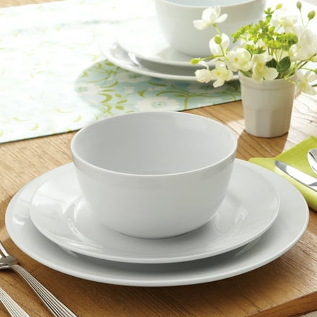 Better Homes & Gardens Porcelain Round Rim 12-Piece Dinnerware Set,