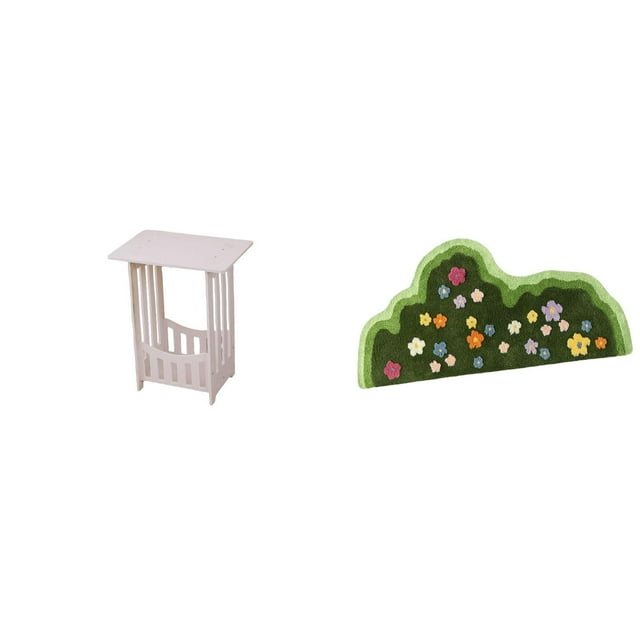 Mesita De Noche Y Alfombra Moderna Irregular Para Decoración Del Hogar. Práctica Mesa Auxiliar Con Alfombra Antideslizante Para Sala De Estar, Salón O Balcón.