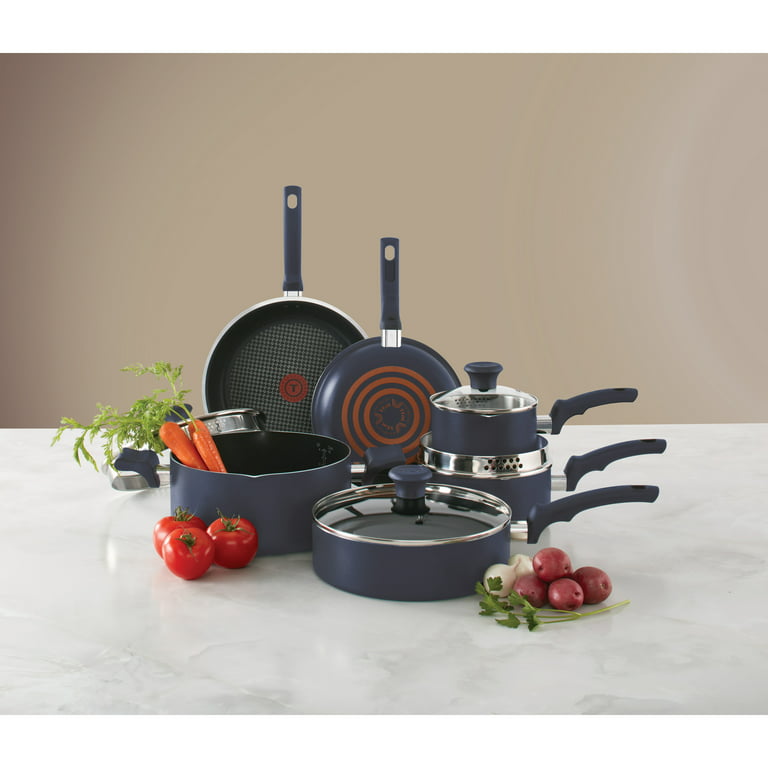 T-Fal® Cook & Strain Non-Stick Pots & Pans Set - Blue, 14 pc - Kroger