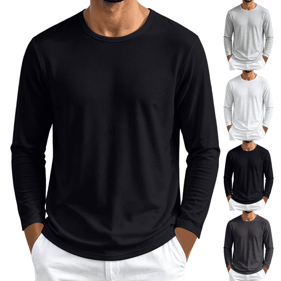 Frnrwgo Men's T-Shirt Regular Fit Long Sleeve Mesh Breathable Quick Dry Solid Color Athletic Gym Top