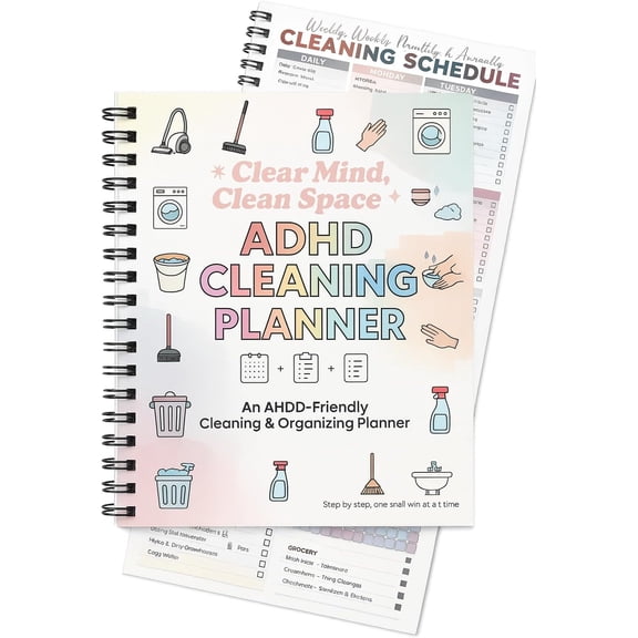 Adhd Cleaning Planner for teens Cleaning schedule and checklist for adults Notebook List Daily Weekly Monthly DIY Household Cleaning Planner (white)