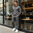 thumbnail image 2 of Trgacdwlo Men's Sweatsuits 2 Piece Set Tracksuit Hooded Sweatshirt & Joggers Sweatpants Fall Winter Hoodie Suit Set Men's Casual Outfits Dark Gray L, 2 of 9