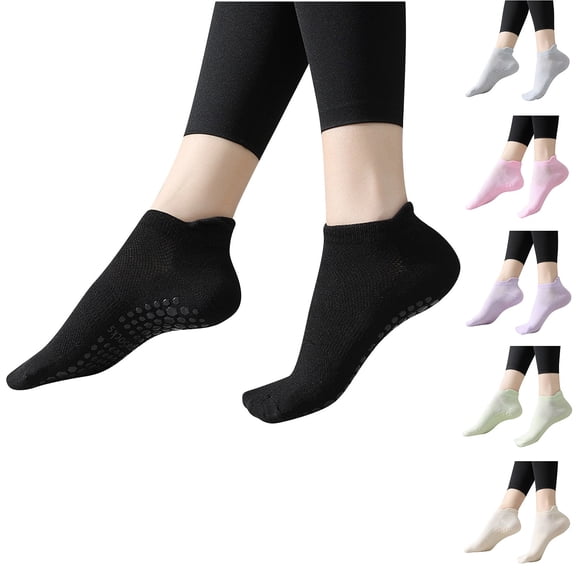 Babcutegg Womens Pilates Socks Yoga Non-Slip Tight Fitting Ankle Length Gym Wear Breathable and Comfortable Athletic Wear for Women Purple Size Free Size