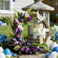 thumbnail image 3 of XQWJWLA Easter Wreath with Cross, Dove and Flower, 16" Irises & Tulips Spring Easter Wreaths for Front Door, Easter Garland Farmhouse Indoor Outdoor Wall Window Hanging Decorations, 3 of 5