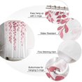 thumbnail image 5 of Waterproof Shower Curtain, Pink Ombre Botanical Polyester Fabric Bathroom Curtains with 12 Hooks, 72" W x 96" H, Watercolor Country Pastoral Leaf Quick-Drying Bathtub Curtain, 5 of 6