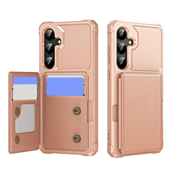 TECH CIRCLE Shockproof Wallet Phone Case for Samsung Galaxy A17 5G (6.7", 2025), Built-in 4 Card Slots, Anti-Scratch Protective Shock-absorbing Lightweight Slim Stand Cover for Women Men, Rosegold