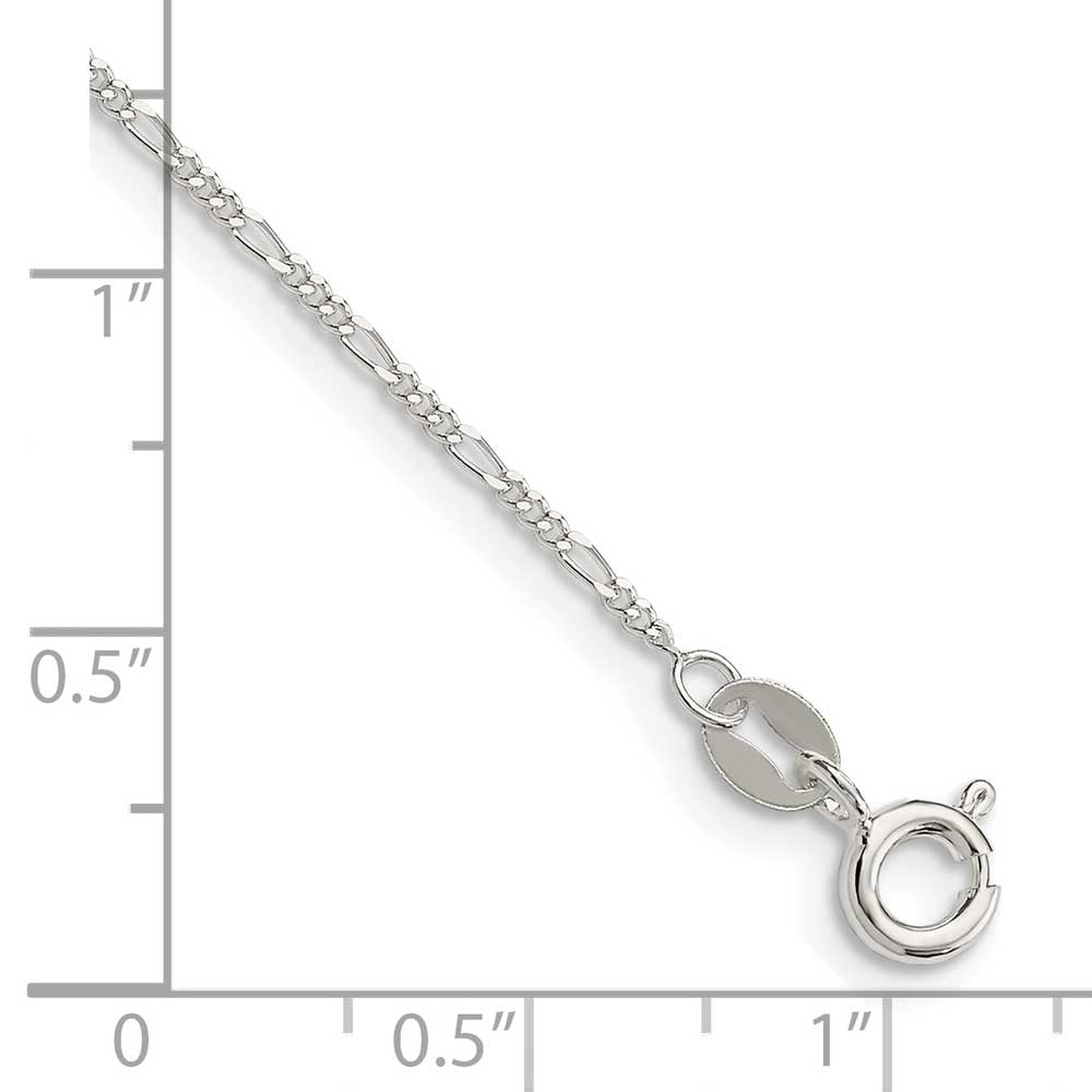 Sterling Silver 1.2mm Figaro Chain Anklet