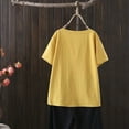 thumbnail image 5 of MRULIC womens t shirts Women Casual Solid Linen Button Short Sleeve Pocket Shirt Blouse Loose Top Womens t shirts Yellow + XXL, 5 of 8