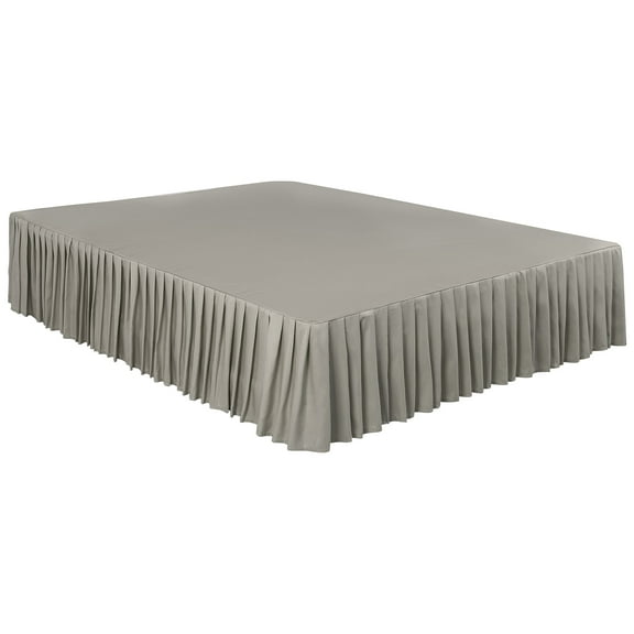 PiccoCasa Pleated Bed Skirts Polyester Solid Dust Ruffle 14 inch Drop, Light Gray