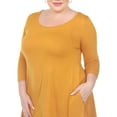 thumbnail image 5 of White Mark Women's Plus Size Quarter Sleeve Solid Sharkbite Tunic Top, 5 of 5