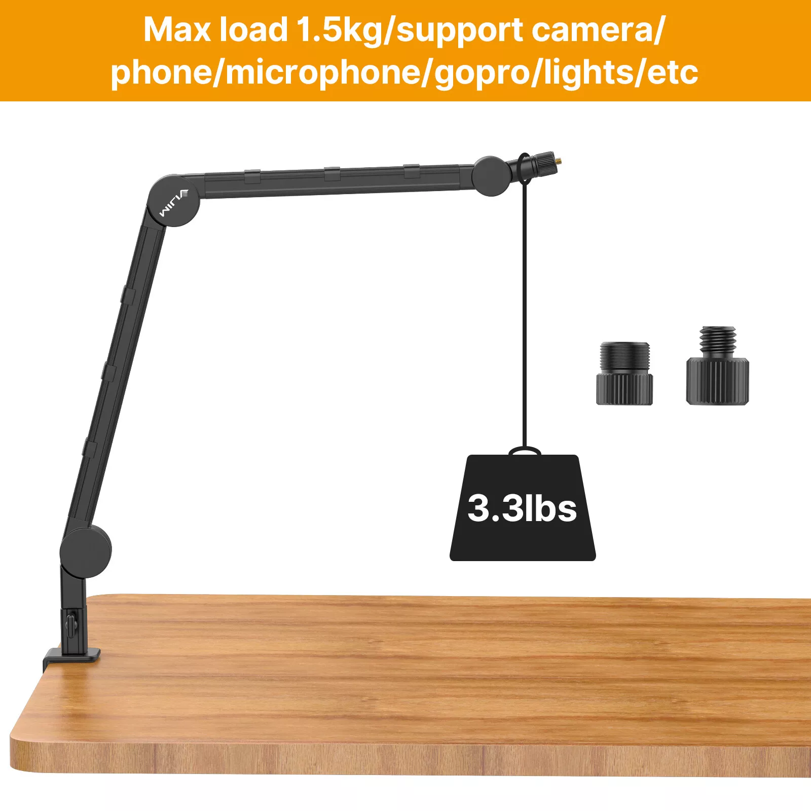 Ulanzi VIJIM LS25 Multifunction Desk Setup Stand for Microphone, Camera & Phone 360° Rotating Boom Arm with Spring Balance, Cable Management, 2kg Load Capacity