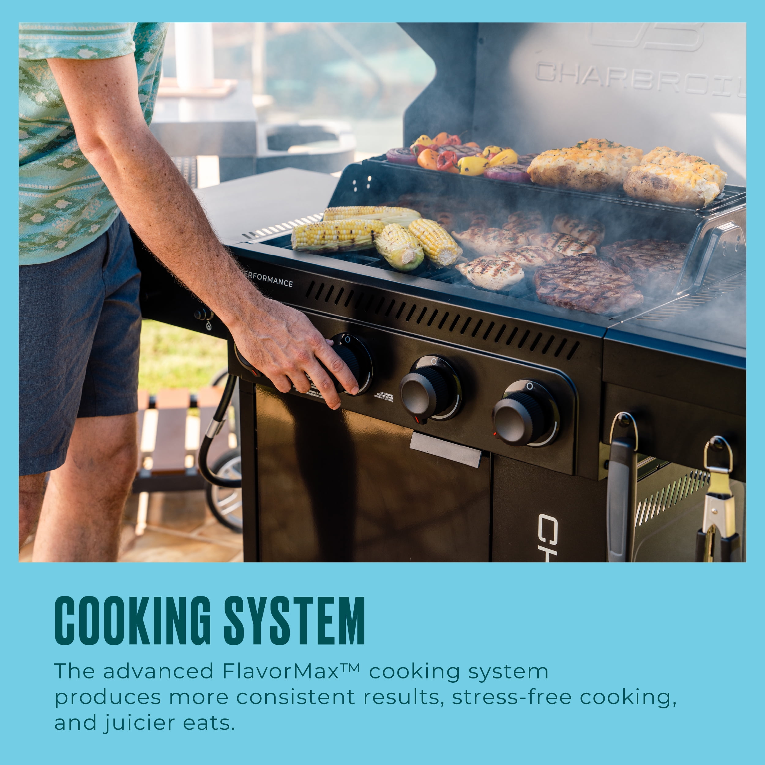 Charbroil Performance Series™ FlavorMax™ 4 Burner Gas Grill Cabinet with Sear Burner Blackout
