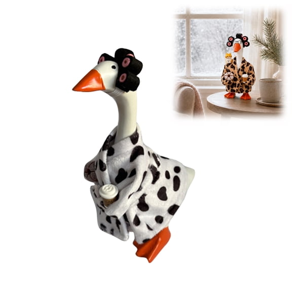 7 Inch Desk Goose Outfits, Leopard Print Bathrobe Costume for Mini Desktop Goose Figurine,(White)