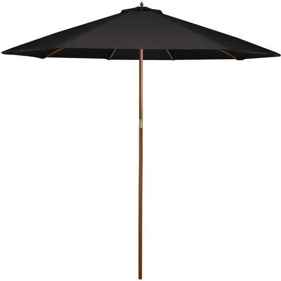 Northlight 8.5ft Outdoor Patio Market Umbrella with Wooden Pole, Black