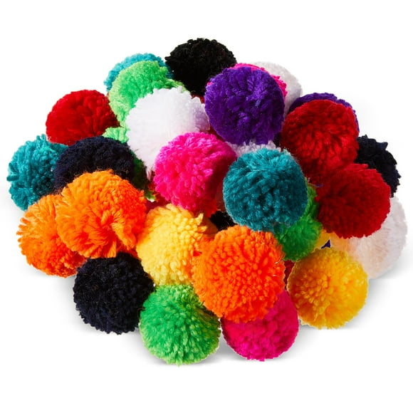 Gemscream 100 Pcs Grands Pompons en Fil pour Artisanat Boules en Acrylique de 2 Pouces Pompons Moelleux DIY Grandes Pompons pour Chapeaux Arts Faits à la Main Décorations de Fête Suspendues (Multi Couleurs)