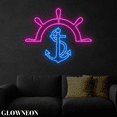 thumbnail image 2 of Glowneon Gift For Sailor & Captain, Anchor Ship's Wheel Neon Lights, 2 of 5
