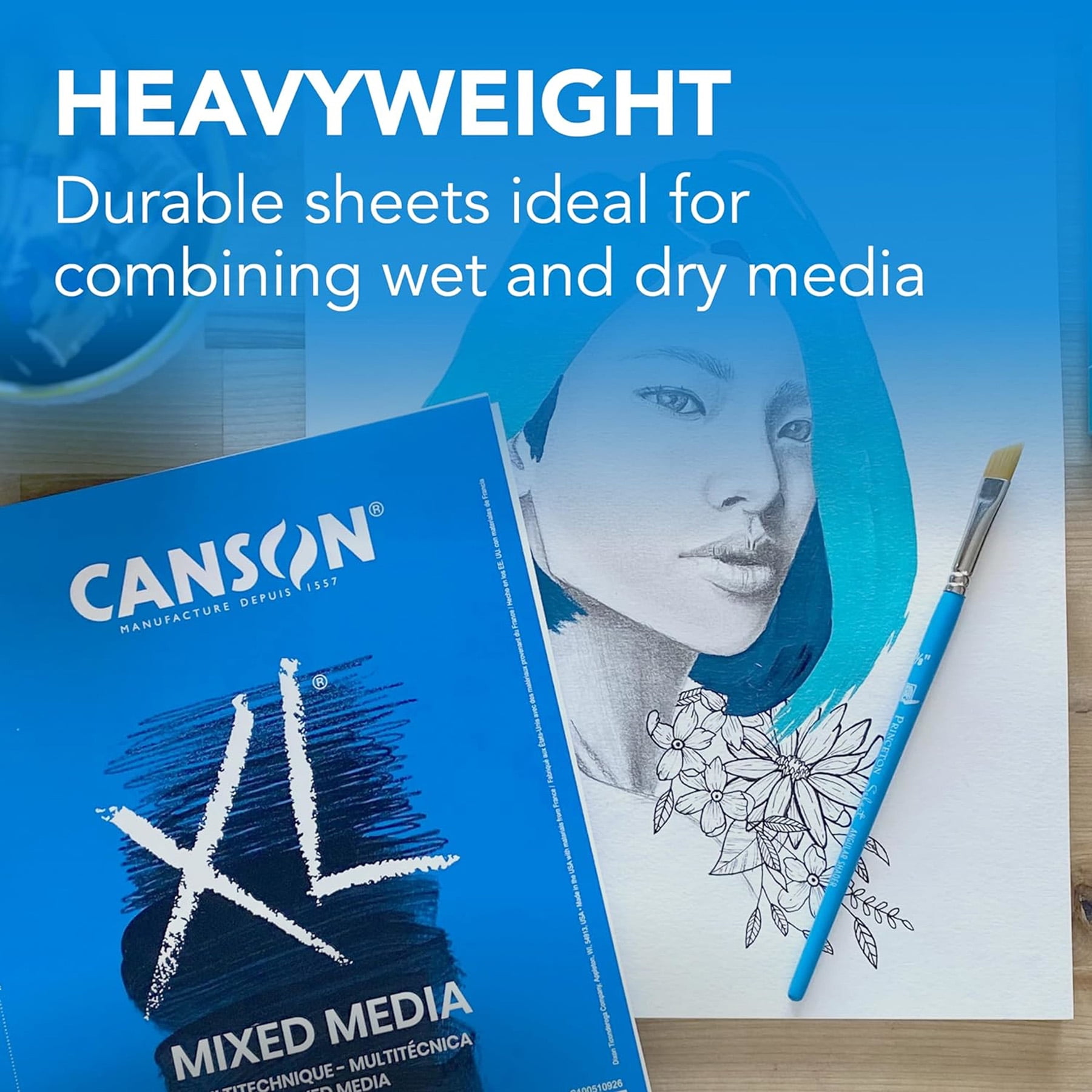 Canson XL Series Mixed Media Sheet Bulk Pack, 100 Sheet, 9x12 inch, 1 Count