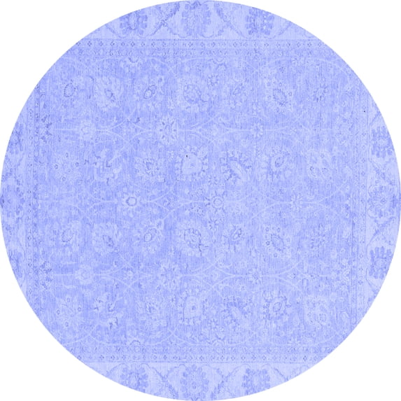 Ahgly Company Indoor Round Abstract Blue Modern Area Rugs, 8' Round