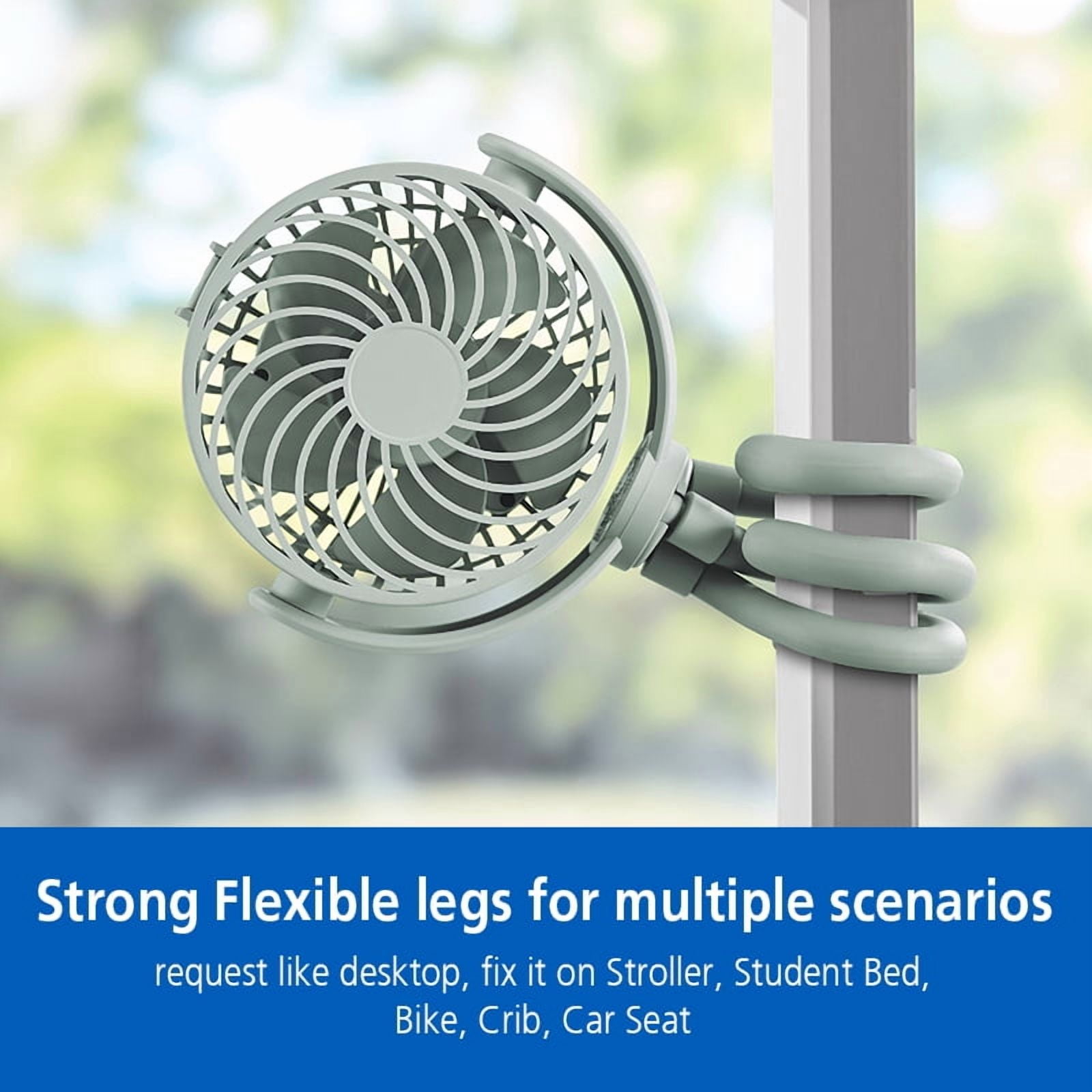Mainstays 4" New 3-speed Portable Rechargeable Fan with Flexible Tripod and Digital Display, Green