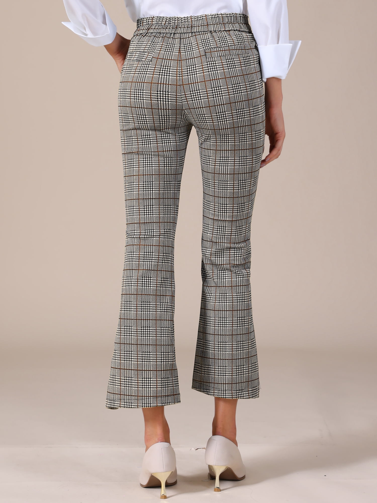DARING DIVA Women's Plaid High Waist Side Slit Suit Pants Medium Black