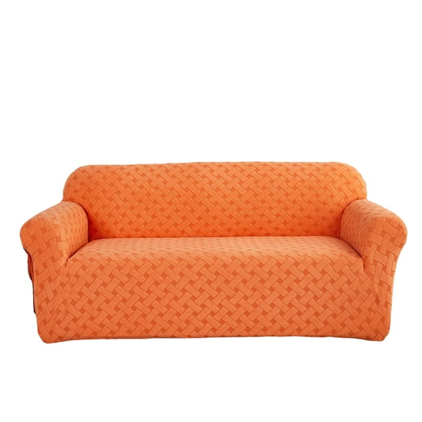 Funda de sofá súper elástica para silla, funda de sofá suave antideslizante de licra, protector de muebles lavable (sofá, naranja amarillo tres personas)