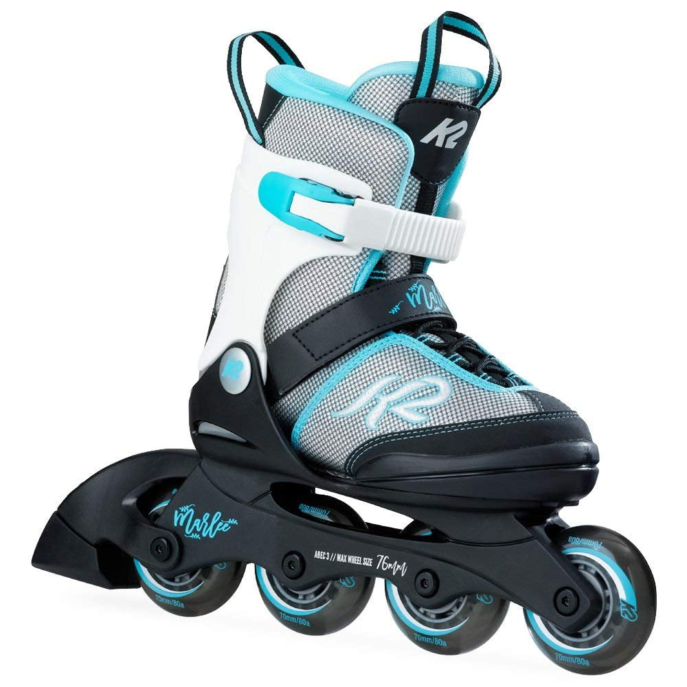 K2 Skate Marlee Adjustable Inline Skates for Kids, Silver/Blue, Size 112