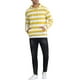 thumbnail image 2 of SUÉTER DE RAYAS PARA HOMBRES INSPIRE CHIC, CON BOLSILLO FRONTAL, CAPUCHA CON CORDÓN, MANGAS LARGAS, PULLOVER, SUDADERAS L Amarillo Blanco, 2 of 5