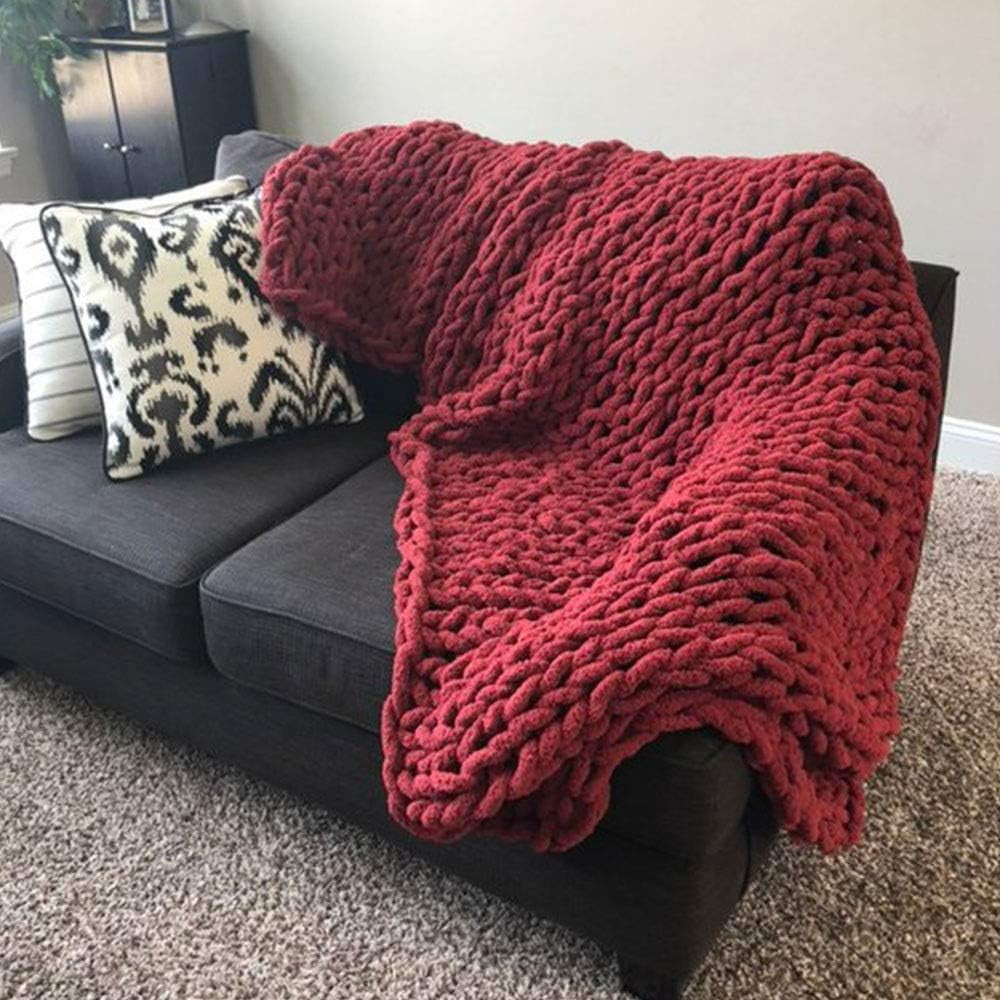 XINQIHANG Bulk Chenille Chunky Yarn Blanket Making Kit Wine Red 1kg Chenille Knitting Yarn Arm Knitting Kit Chunky Knit Blanket Yarn Jumbo Knitting Yarn Walmart