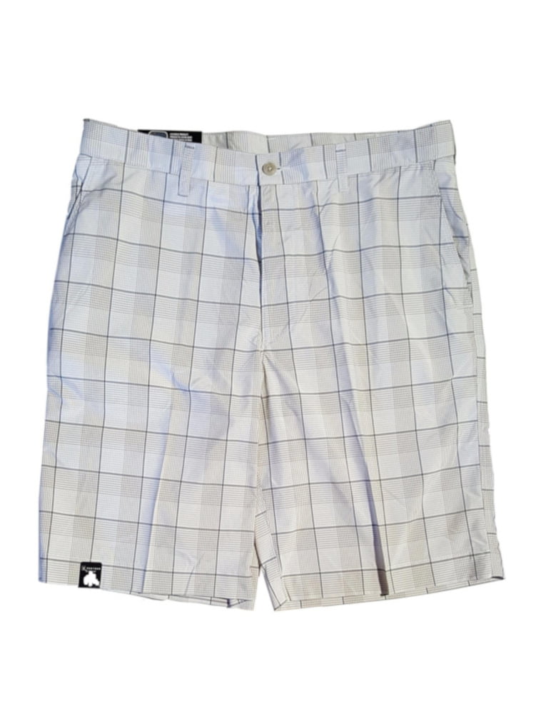 PGA Tour Mens Size 34 Expandable Waist Golf Shorts, White/Grey Khaki ...