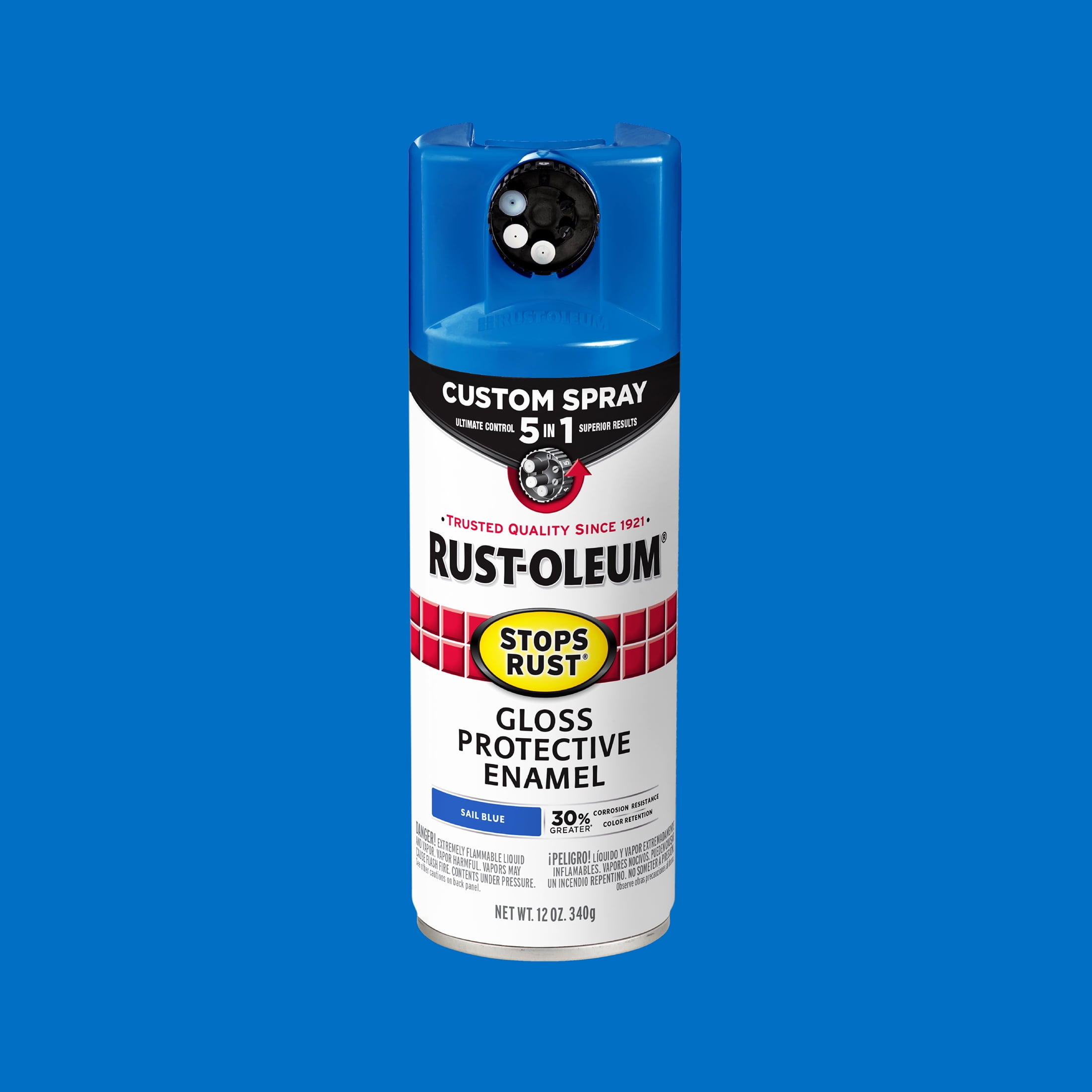 (6 pack) Sail Blue, Rust-Oleum Stops Rust Custom Sprays 5 in 1 Gloss Spray Paint-376896, 12 oz