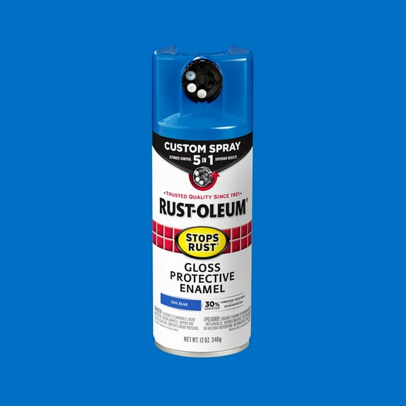 Sail Blue, Rust-Oleum Stops Rust Custom Sprays 5 in 1 Gloss Spray Paint-376896, 12 oz