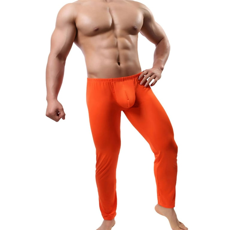 Men Athletic Tights Pants Elastic Waistband Bulge Pouch Skin-tight