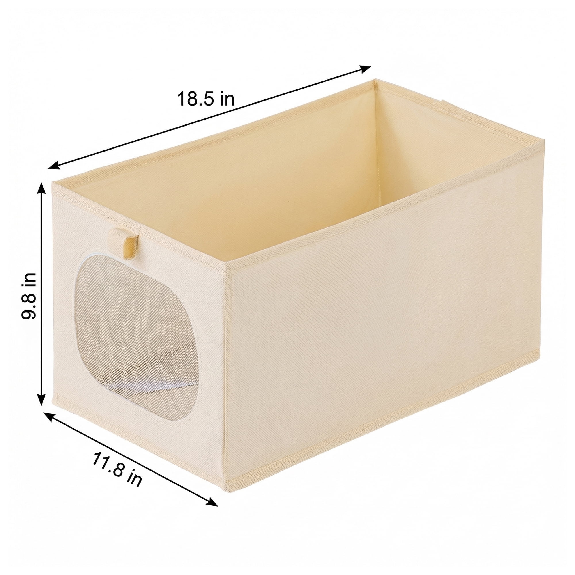Unique Bargains Fabric Storage Bin With Bottom Beige 18.5*11.8*9.8in