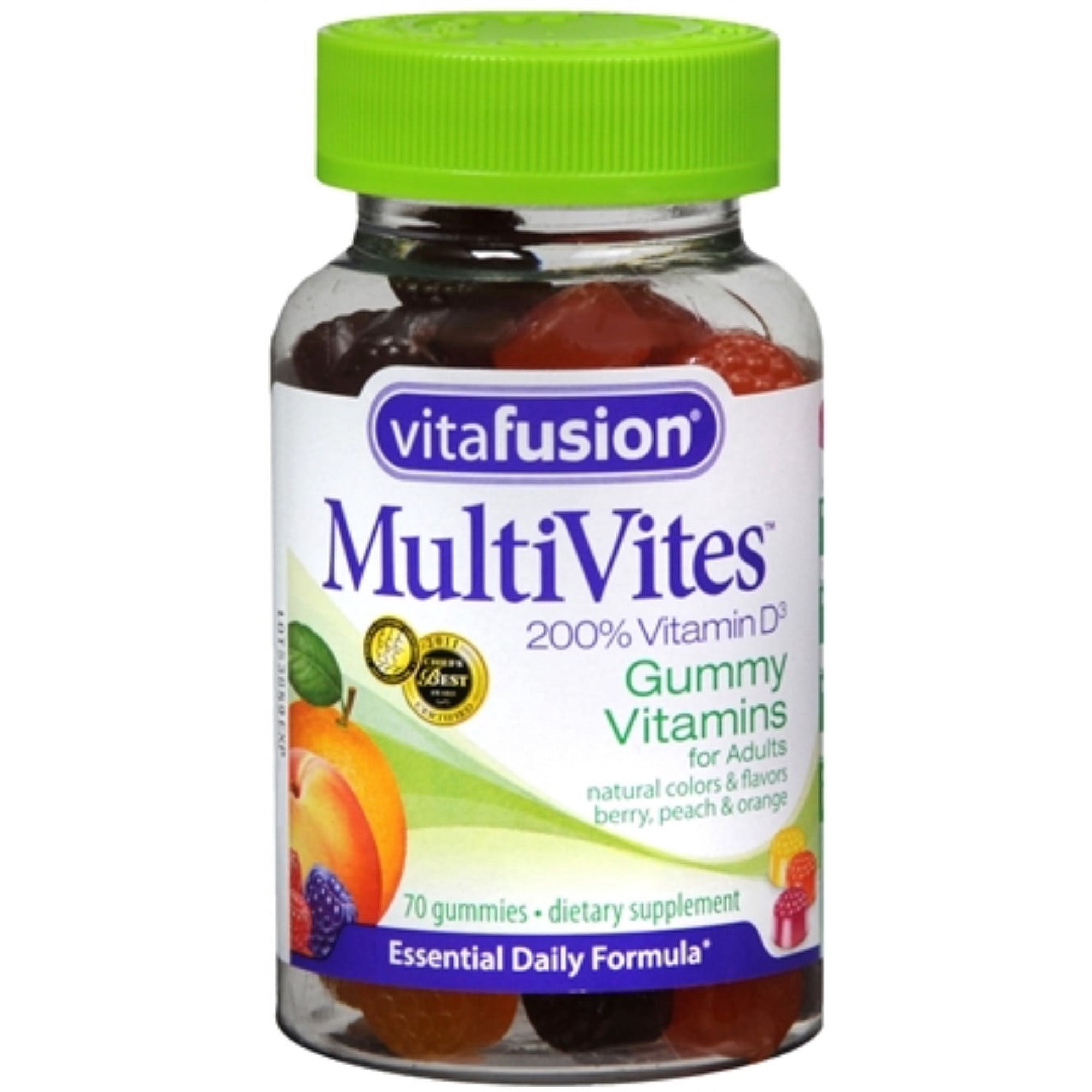 Vitafusion MultiVites Gummy Vitamins for Adults Dietary Supplement Berry/Lemon/Orange 70 Each
