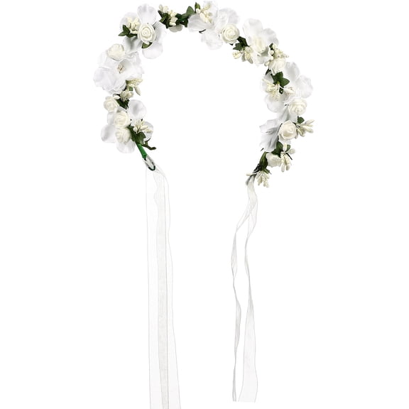 LEORX Bridal Floral Wreath White Wedding Hair Accessory Elegant Lightweight Hairband