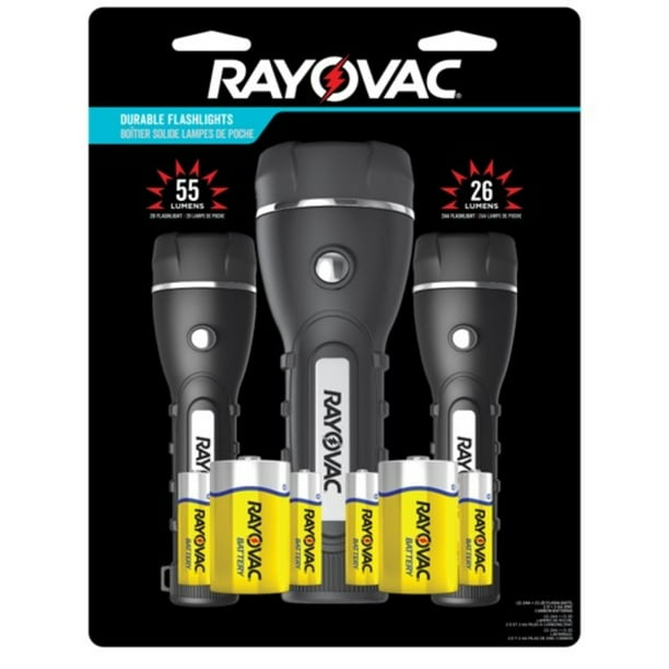 Rayovac Brite Essentials Two AA and Two D Robust Rubberized LED ...