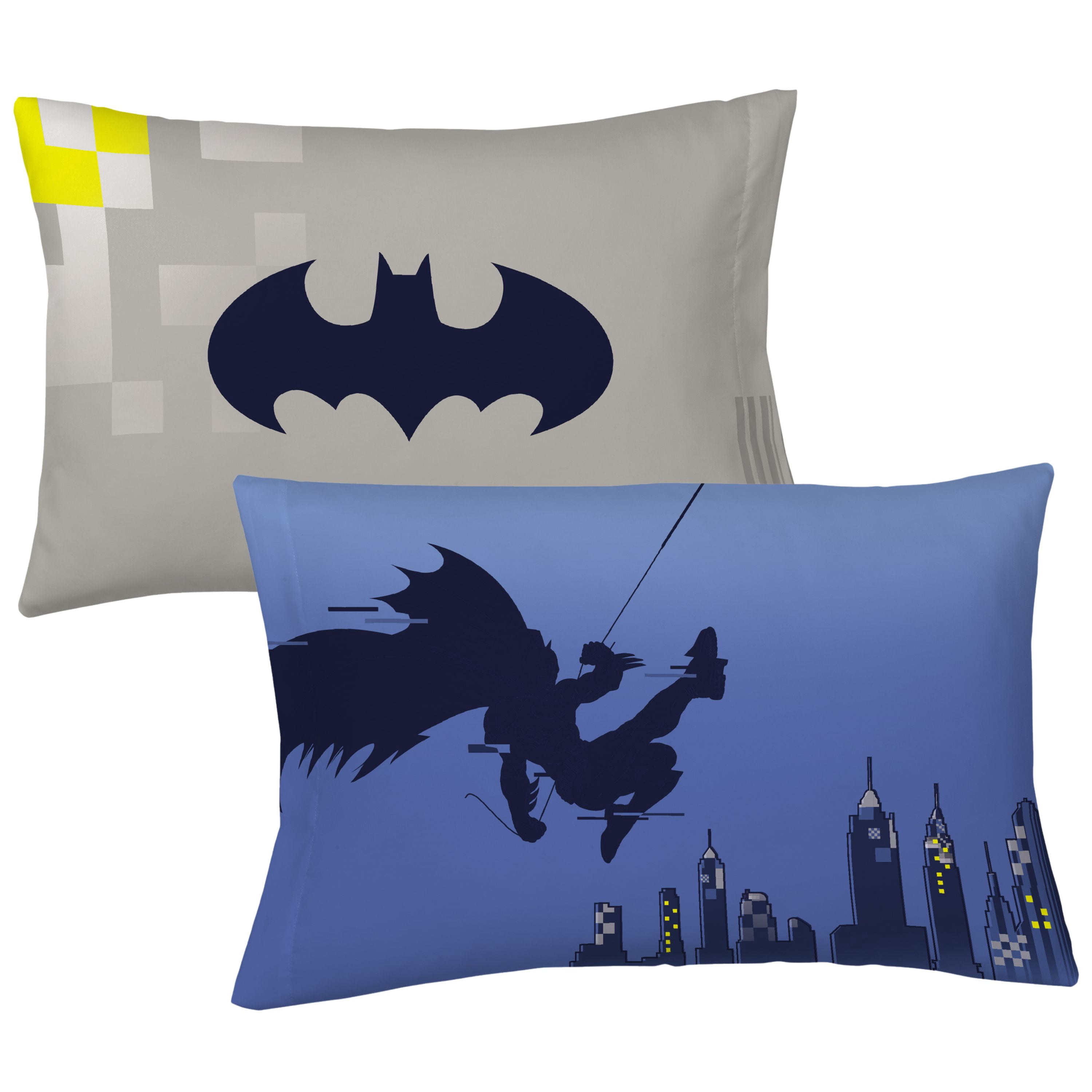 Batman Kids Blue Gray 4 Piece Reversible Comforter, Bed in a Bag, Twin