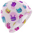thumbnail image 1 of FYBTO Swimming Cap Cakes Macaroons Cat Rabbit Cartoon Unisex Adult FYBTO Polyester, 1 of 4