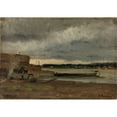 thumbnail image 2 of Gerhard Munthe 14x11 Black Ornate Wood Framed Double Matted Museum Art Print Titled: View of the Rhine Near Dusseldorf (1875), 2 of 5