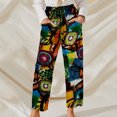 thumbnail image 2 of Pantalones de pierna ancha retro de algodón y lino sueltos casuales con estampado de mujer de moda Fridja  hfkajh98838, 2 of 5