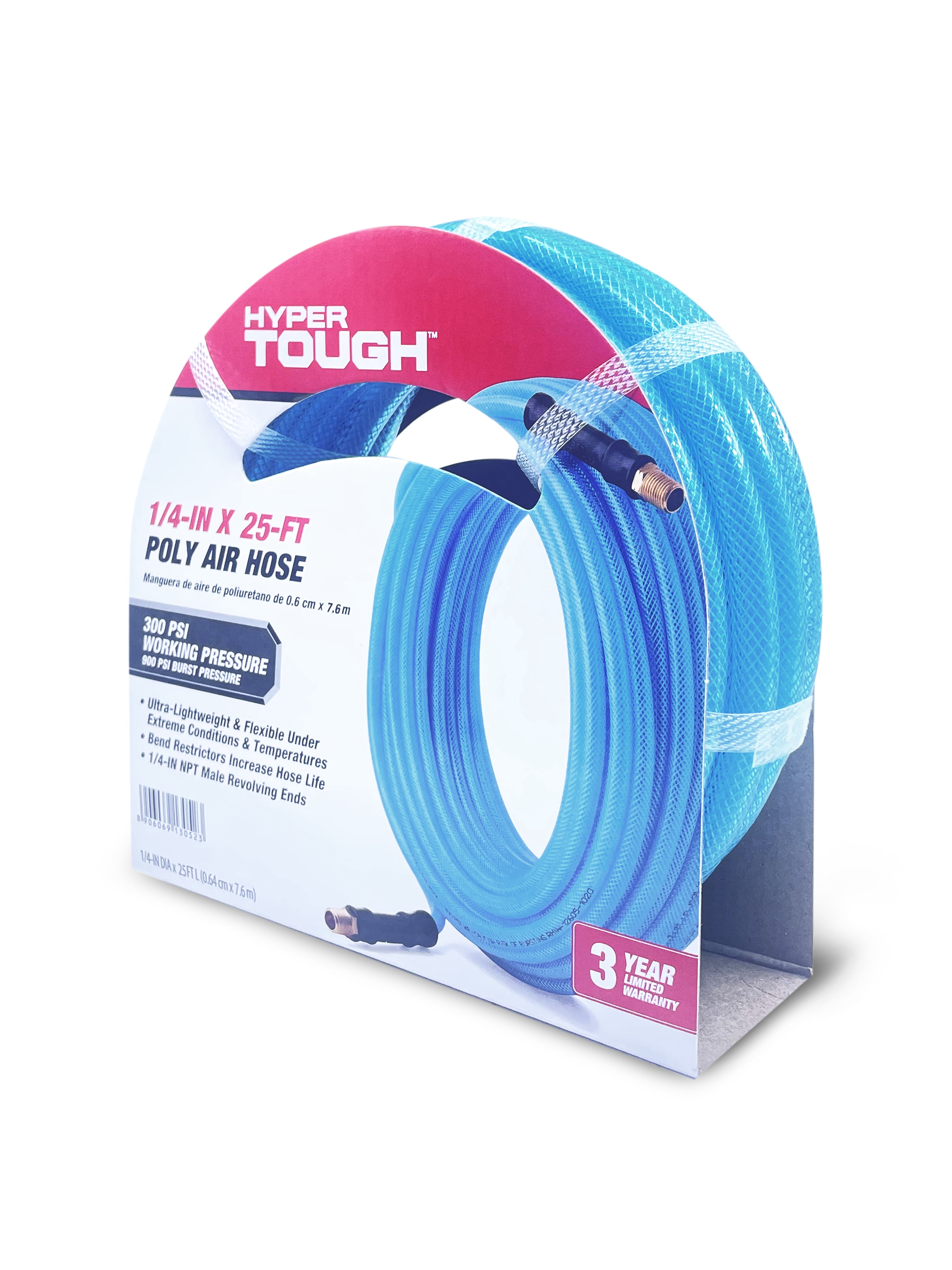 Hyper Tough 1/4"x25' Poly Air Hose - All Weather Flexible
