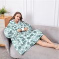thumbnail image 5 of Oversized Wearable Blanket Hoodie,White and Blue Of Animal Print Sherpa Blanket Hoodie with Super Pockets,Super Warm Fuzzy Pullover for Women & Men, 5 of 6