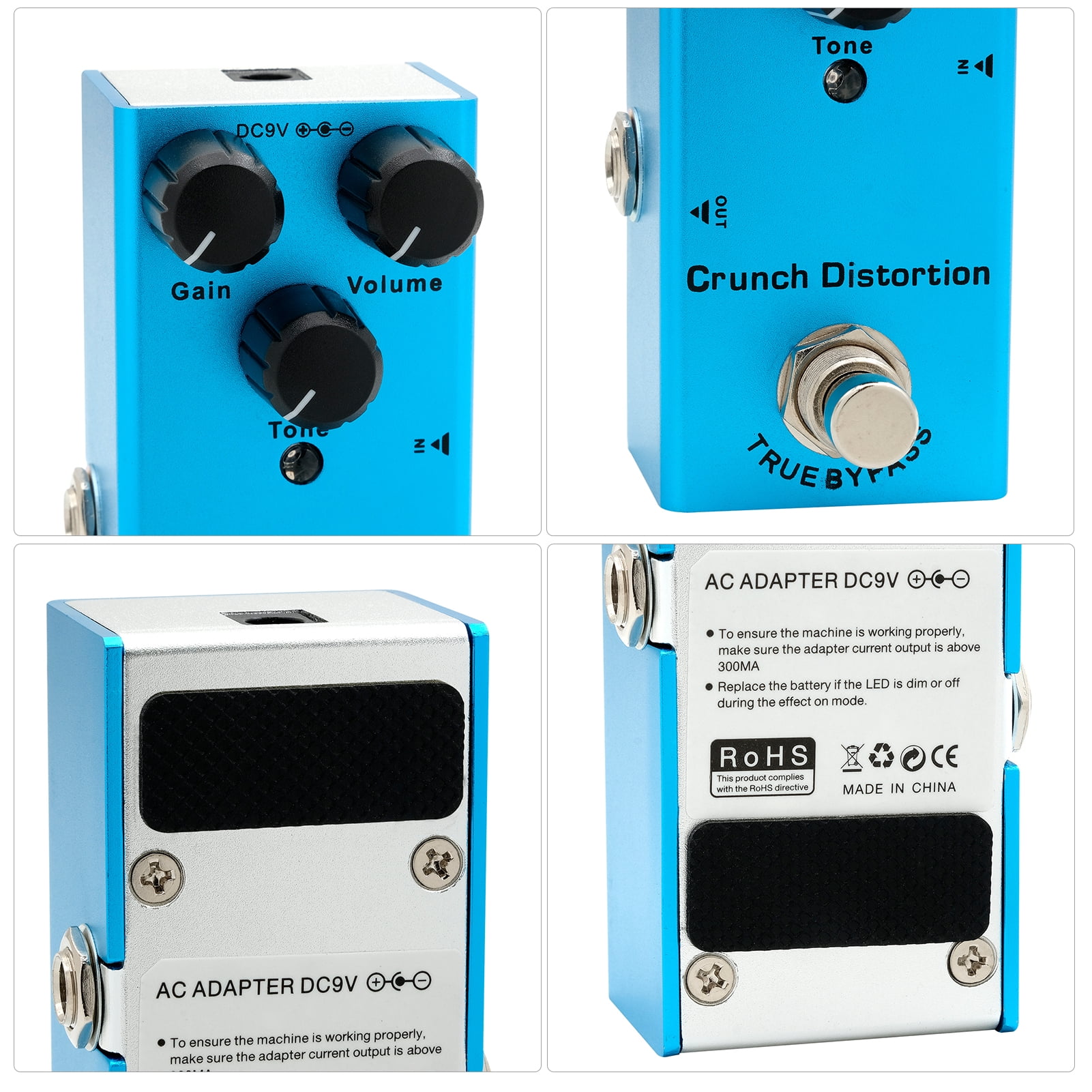 IRIN EF-03 Portable Electric Guitar Effect Pedal - Mini Single Guitar Effector with True Bypass, Crunch Distortion Feature (Blue)