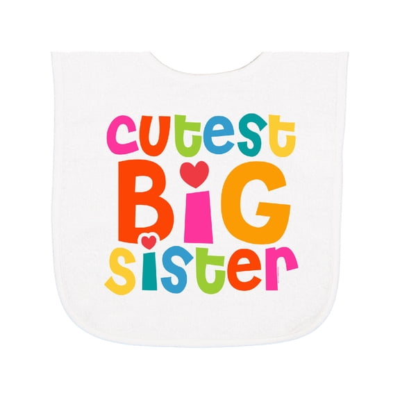 Inktastic Cutest Big Sister Baby Terry Cloth Bib