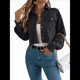 thumbnail image 3 of Chaquetas de de Larga para Mujer, de Algodón, con Solapa y Botones, para Otoño, para Exteriores, Abrigos Lisos de Moda. Negro XL, 3 of 10