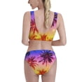 thumbnail image 3 of Daiia Palm Trees at Sunset printed 2 piece Swimsuit Bikinis for Women High Waisted Racerback Bathing Suits Summer Tummy Control Scoop Neck Swimwear-X-Large, 3 of 8