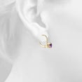 thumbnail image 4 of AoneJewelry Amethyst Gemstone Leverback Earring for Women| 14K Yellow Gold 7mm 1.65 Carat 2 Stone Round Cut Prong Setting Genuine Diamond, 4 of 5
