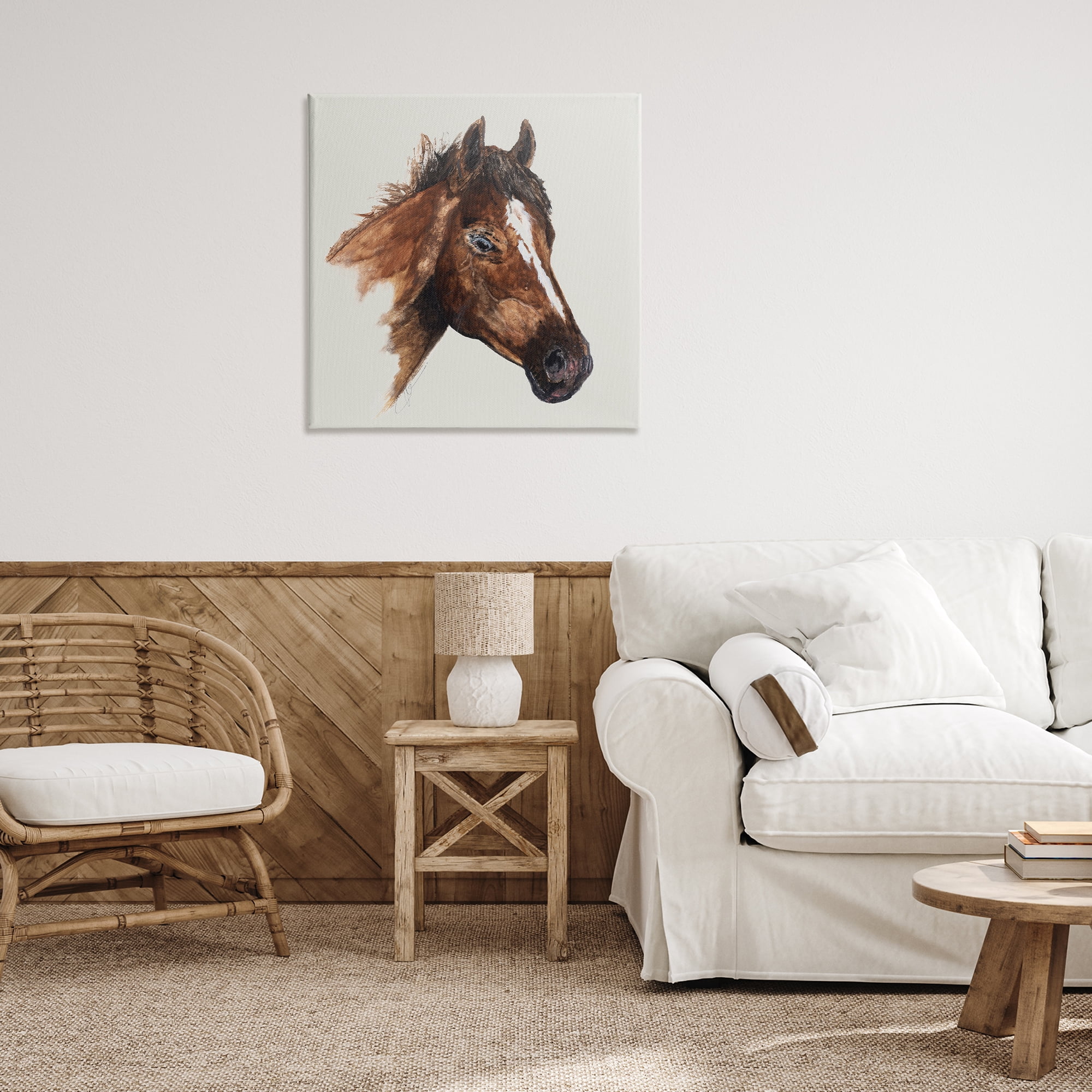 Stupell Industries Detailed Brown Horse Animals Painting Wrapped Canvas Art Print Wall Art, 30 x 30