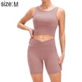 thumbnail image 2 of Conjuntos de entrenamiento de yoga para mujer Trajes de ejercicio de dos piezas Medias cruzadas de cintura alta - Rosa, 2 of 6