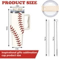 thumbnail image 2 of Baseball Tumbler with Lid Straw 40 Oz Sports Ball Stainless Steel Cup with Handle Red White Travel Coffee Tumbler for Home Office Birthday Party, 2 of 6